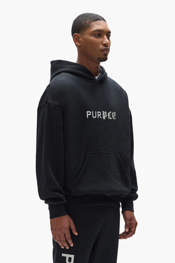 BLACK HEAVY WEIGHT FLEECE HOODIE- BLACK