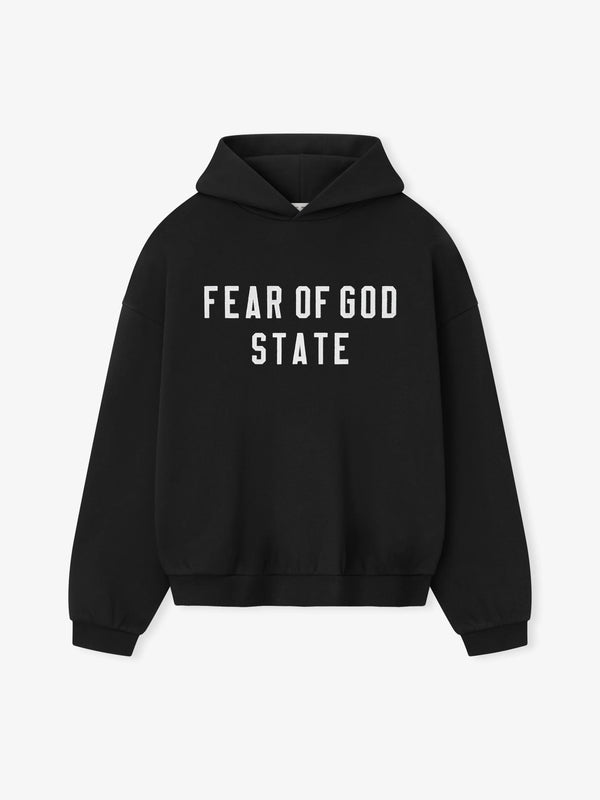 90S FIT FLEECE HOODIE - JET BLACK