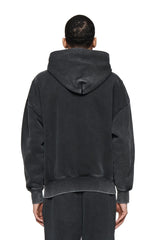 BASIC HEAVY ZIP UP HOODY - BLACK