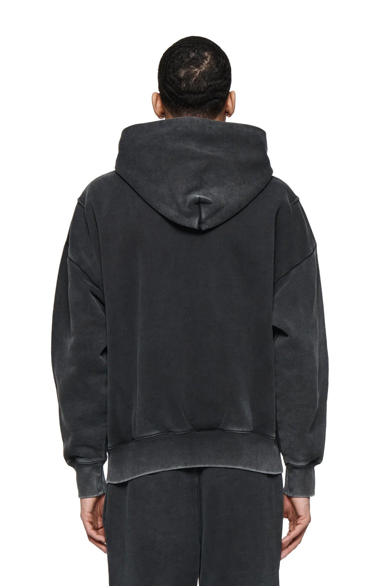 BASIC HEAVY ZIP UP HOODY - BLACK