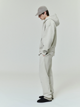 CLASSIC FIT FLEECE ZIP-UP HOODIE - HEATHER STONE