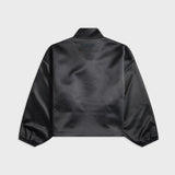 BONDED SATIN ZIP-UP BOMBER - JET BLACK
