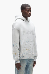 STUDDED GOTHIC CAMO HEAVY WEIGHT FLEECE HOODIE - GRAY