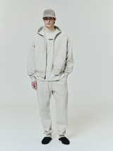 CLASSIC FIT FLEECE ZIP-UP HOODIE - HEATHER STONE