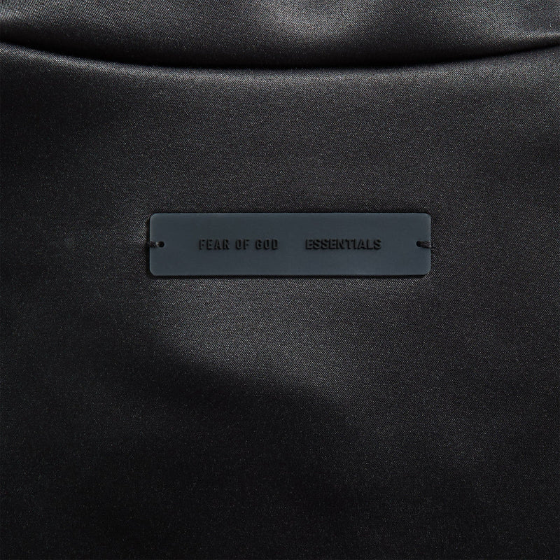 BONDED SATIN ZIP-UP BOMBER - JET BLACK