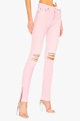 High Split Jean Light Pink