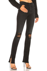 HIGH SPLIT Jean Washed BLACK