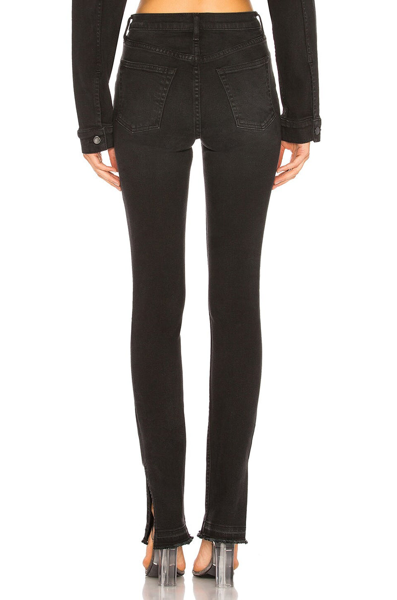 HIGH SPLIT Jean Washed BLACK