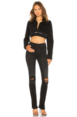 HIGH SPLIT Jean Washed BLACK
