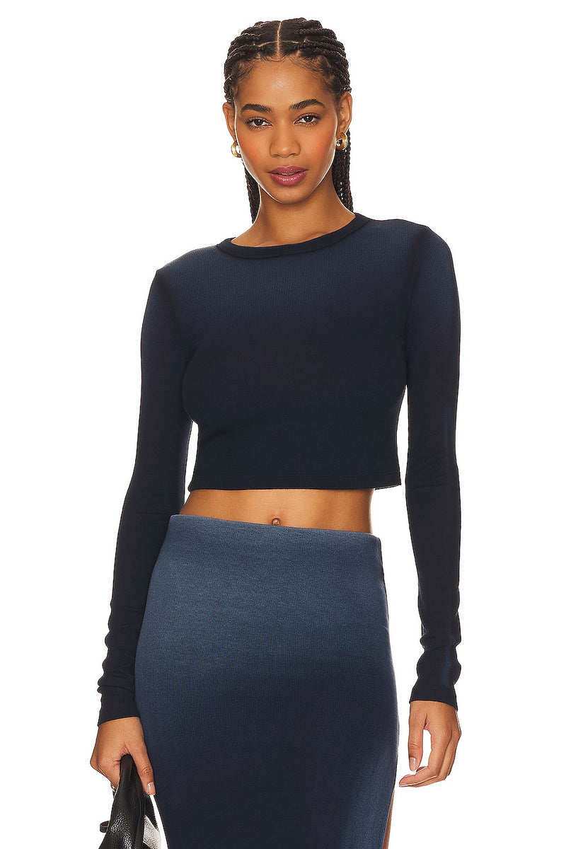 VERONA CROP SHIRT NAVY CAST