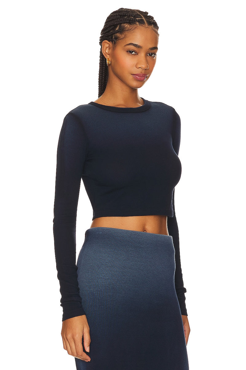 VERONA CROP SHIRT NAVY CAST