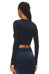 VERONA CROP SHIRT NAVY CAST