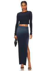 VERONA CROP SHIRT NAVY CAST