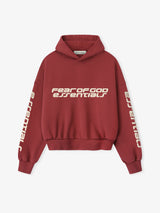 CROPPED RELAXED HOODIE - CRIMSON