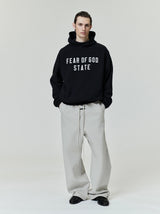 90S FIT FLEECE HOODIE - JET BLACK