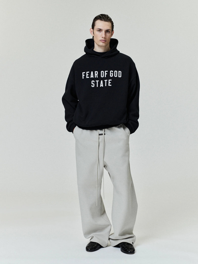 90S FIT FLEECE HOODIE - JET BLACK