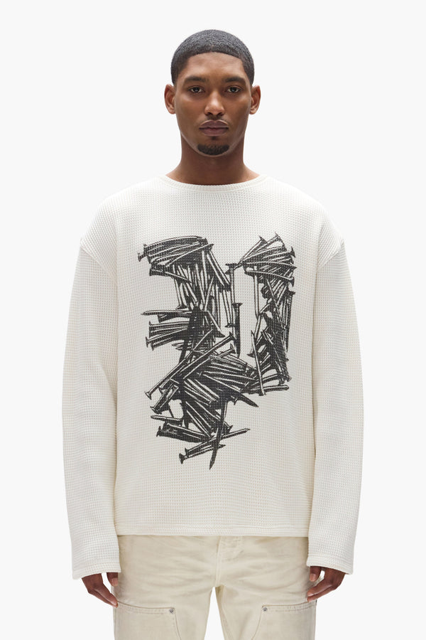 WAFFLE LONG SLEEVE - OFF WHITE