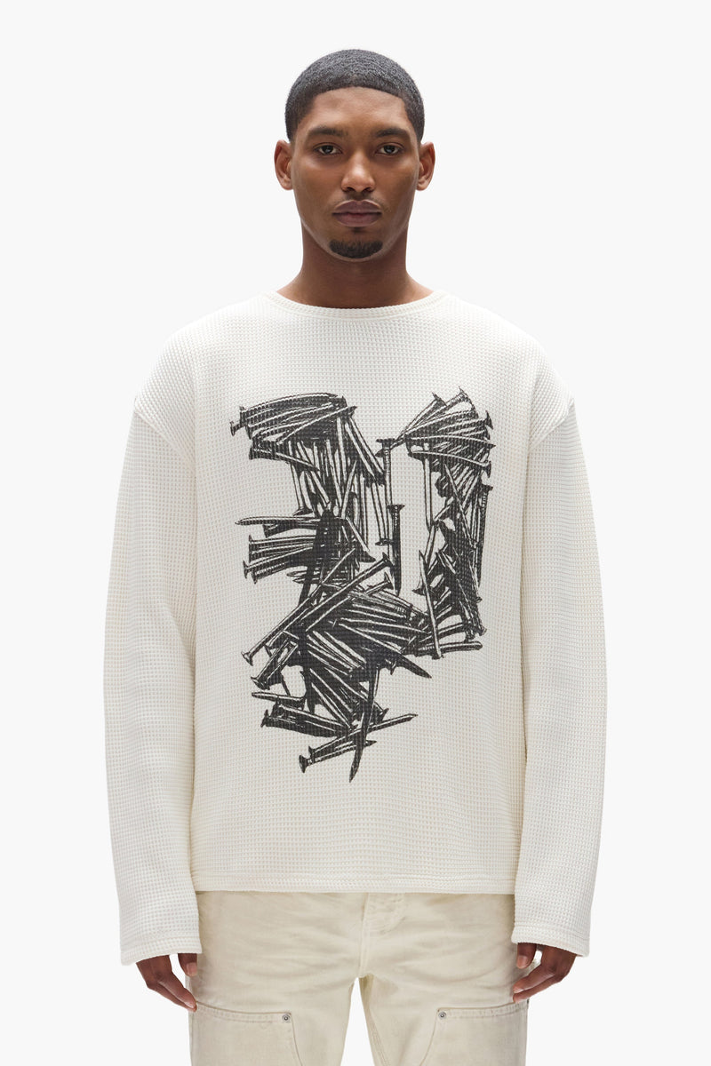 WAFFLE LONG SLEEVE - OFF WHITE