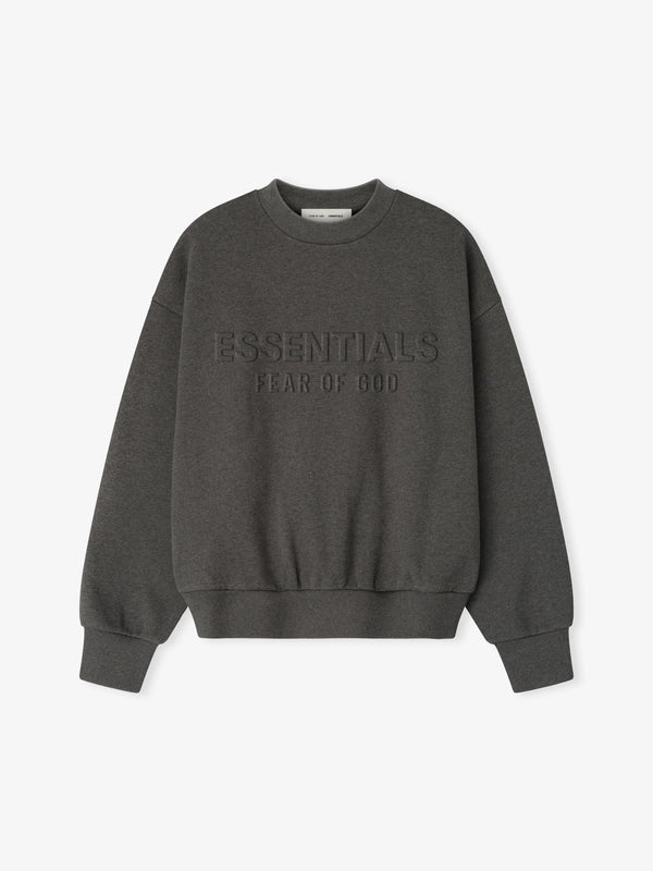 EMBOSSED CLASSIC CREWNECK SWEATER - CHARCOAL HEATHER