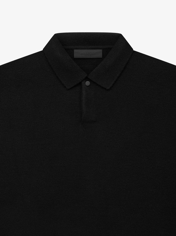 ESSENTIALS KNIT POLO-BLACK-CORE