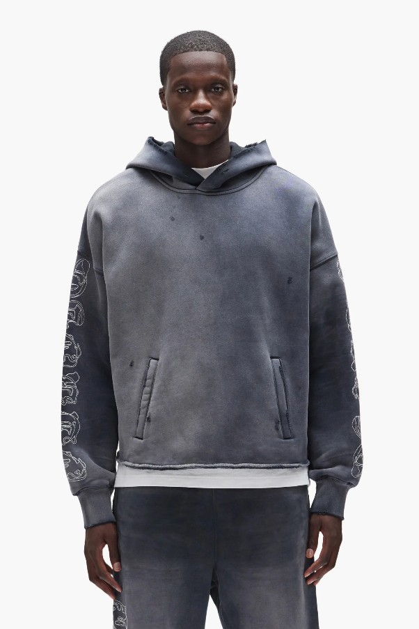 GOTHIC OUTLINE HOODIE - BLACK