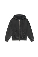 BASIC HEAVY ZIP UP HOODY - BLACK