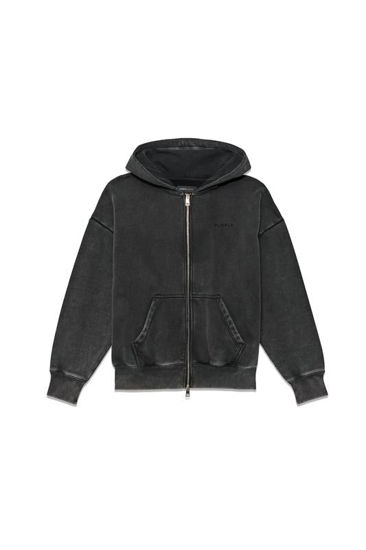 BASIC HEAVY ZIP UP HOODY - BLACK