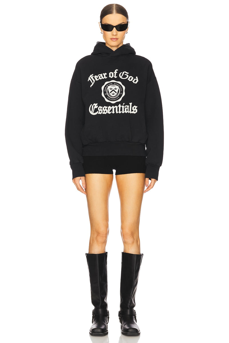 HEAVY FLEECE VINTAGE SHRUNKEN HOODIE - BLACK