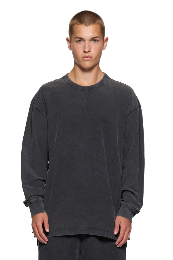 TEXTURED JERSEY LONG SLEEVE - BLACK