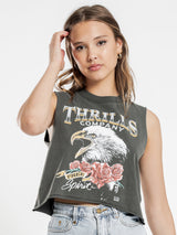 ROSE SPIRIT CROP MUSCLE MERCH BLACK