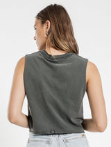 ROSE SPIRIT CROP MUSCLE MERCH BLACK