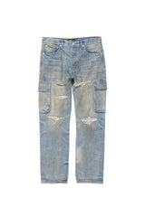 Mid Rise Straight Leg Relaxed Cargo - Light Indigo