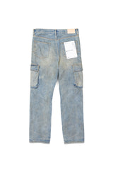 Mid Rise Straight Leg Relaxed Cargo - Light Indigo
