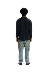 Mid Rise Straight Leg Relaxed Cargo - Light Indigo