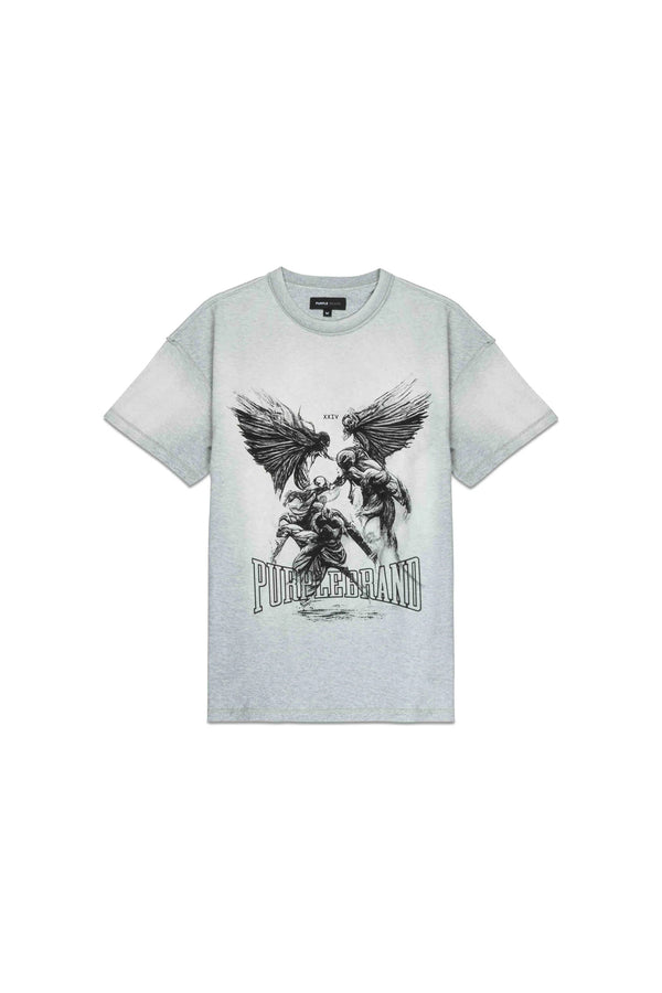 TEXTURED INSIDE OUT TEE  HEATHER-GREY