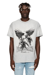 TEXTURED INSIDE OUT TEE  HEATHER-GREY