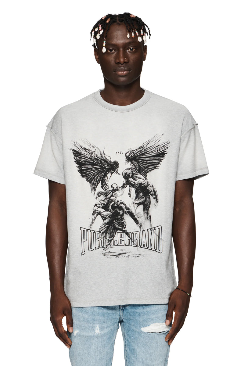 TEXTURED INSIDE OUT TEE  HEATHER-GREY