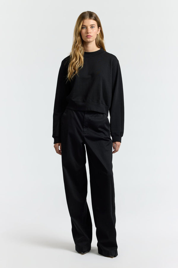 MILAN CROPPED CREWNECK SWEATSHIR JET BLACK