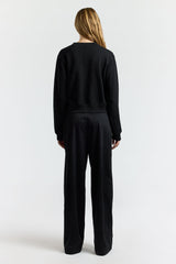 MILAN CROPPED CREWNECK SWEATSHIR JET BLACK