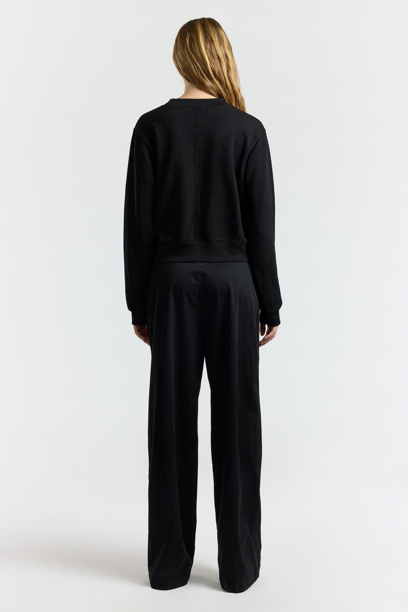 MILAN CROPPED CREWNECK SWEATSHIR JET BLACK