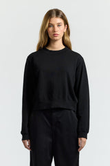 MILAN CROPPED CREWNECK SWEATSHIR JET BLACK