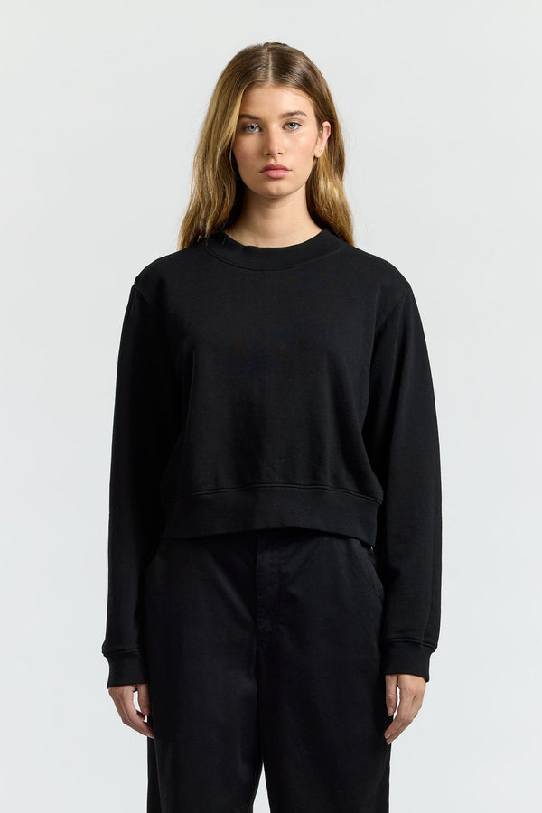 MILAN CROPPED CREWNECK SWEATSHIR JET BLACK