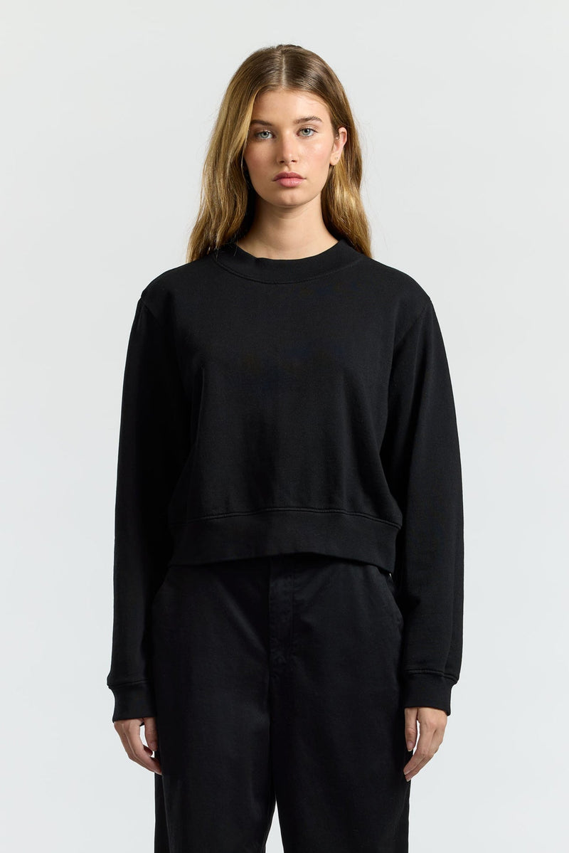MILAN CROPPED CREWNECK SWEATSHIR JET BLACK