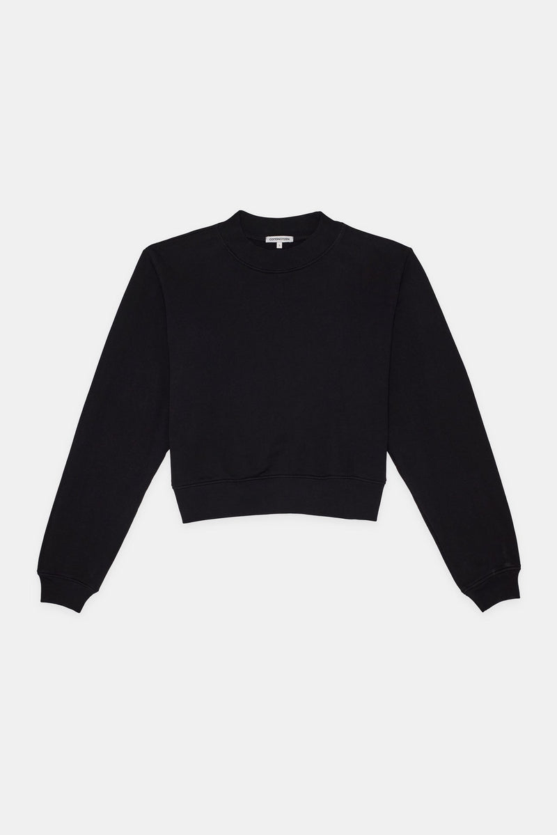 MILAN CROPPED CREWNECK SWEATSHIR JET BLACK