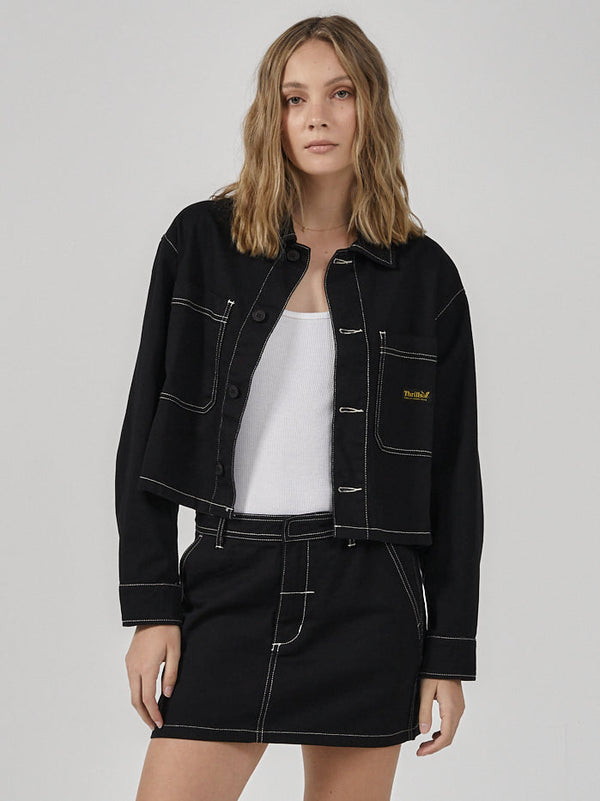 UNION CROP OVERSHIRT-MERCH BLACK