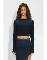 VERONA CROP SHIRT NAVY CAST
