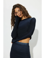 VERONA CROP SHIRT NAVY CAST