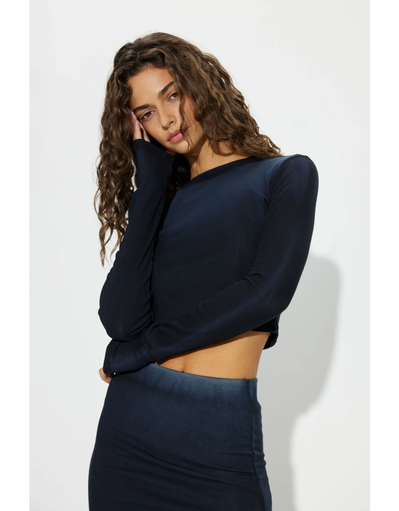 VERONA CROP SHIRT NAVY CAST