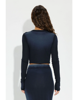 VERONA CROP SHIRT NAVY CAST