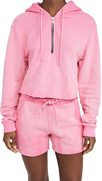 THE BROOKLYN CROP ZIP HOODIE HOT PINK MIX